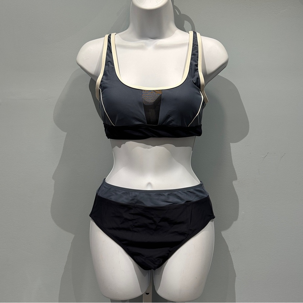 Cupshe Blue and Gray Two Tone Bikini Set for Beach Allure Sporty Small NWT